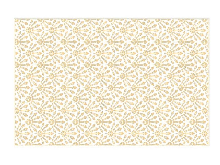 Tapete De Vinil | OZAIA Tapete Em Vinil Art Deco 120X180 Cm Bege E Branco - Duchessy
