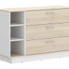 Comoda | Vente-unique Comoda Com 3 Gavetas E 3 Nichos Cor Natural E Branco - Leandre