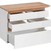 Movel Lavatorio Individual | Vente-unique Movel De Casa De Banho Suspenso Com Lavatorio Individual Cor Natural Clara E Branca Com 94 Cm - Anida