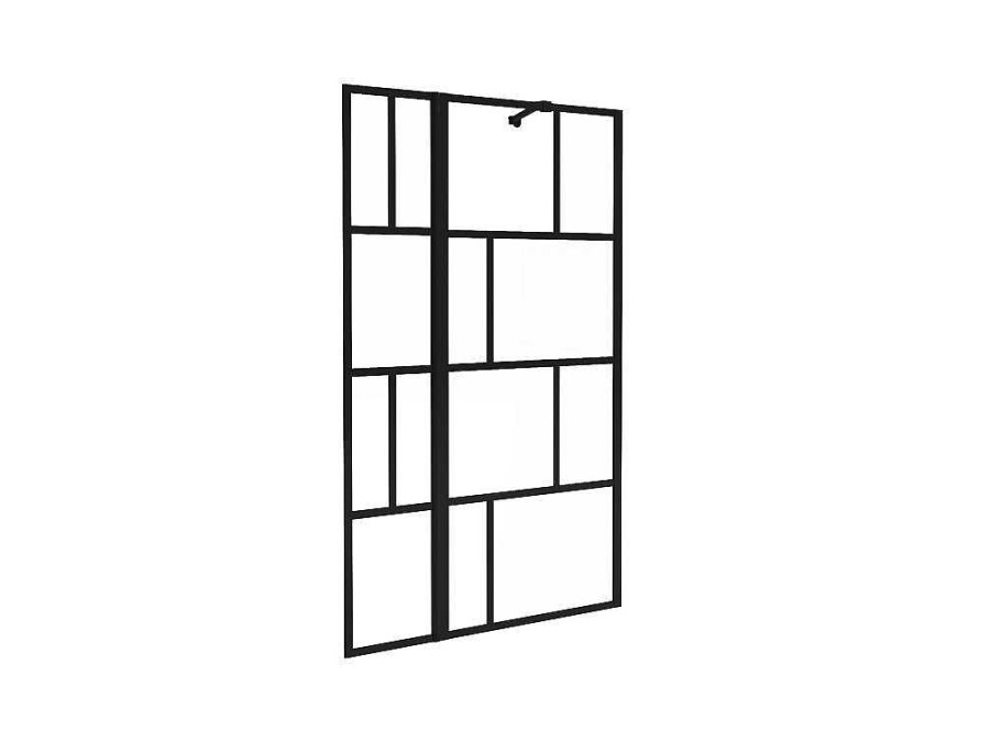 Resguardo De Banheira | Shower & Design Painel De Banheira Preto Mate De Estilo Industrial Com Painel Giratorio 100X140 Cm - Obelini