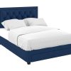 Cama De Adulto | Vente-unique Cama Com Gavetas - Veludo Azul - 160 X 200 Cm - Leopold