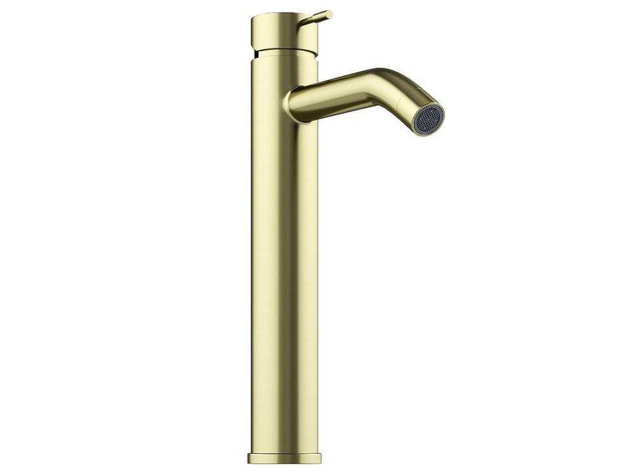 Torneira | Shower & Design Torneira Misturadora Mecanica Sobrelevada Com Extremidade Arredondada, Dourada Acabamento Acetinado - Arlanza