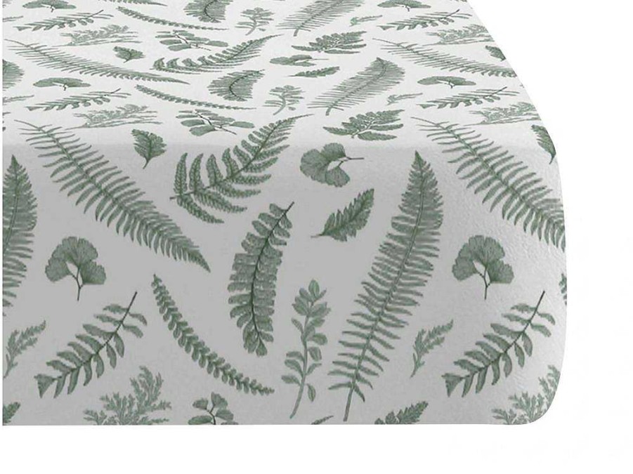 Roupa De Cama | Purline Drap Housse 100% Coton 1 Piece Blanc A Motifs Vegetaux 90X200