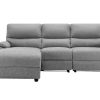 Sofa De Relaxamento Eletrico | Vente-unique Sofa De Canto Articulado Eletrico Em Tecido Cor Cinza-Claro De Canto Esquerdo - Lunano