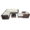 Conjunto Relax De Jardim | Happy Garden Mobiliario De Jardim De Resina Castanha Cargese 7 Lugares - Almofadas De Creme