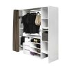 Armario E Roupeiro | Vente-unique Conjunto Roupeiro Aberto + Movel De Arrumacao Emeric - Branco & Antracite