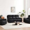 Conjunto Sofa E Poltrona | Vente-unique Sofa De 3+2+1 Lugares Relax Eletrico Em Pele Preto - Isiris