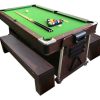 Jogo De Interior | ELITESHOPPING Mesa De Bilhar 7 Pes Multijogo Verde Air Hockey + Ping Pong - Stark Com Bancos