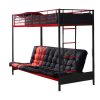 Cama Alta | Vente-unique Cama Alta 90 X 190 Cm Com Banco Convertivel Em Metal Preto E Vermelho E Futon - Modulo V