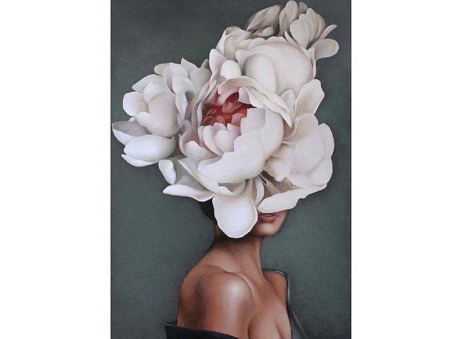 Placa De Parede Decorativa | EPIKASA Impressao Em Tela Mulher E Flores 02, Cor-De-Rosa, 50X3X70 Cm, Epikasa