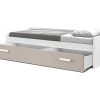Cama Dupla | Venprodin Cama Gaveta - 90 Cm 54X190X98Cm - Branco-Cappuccino