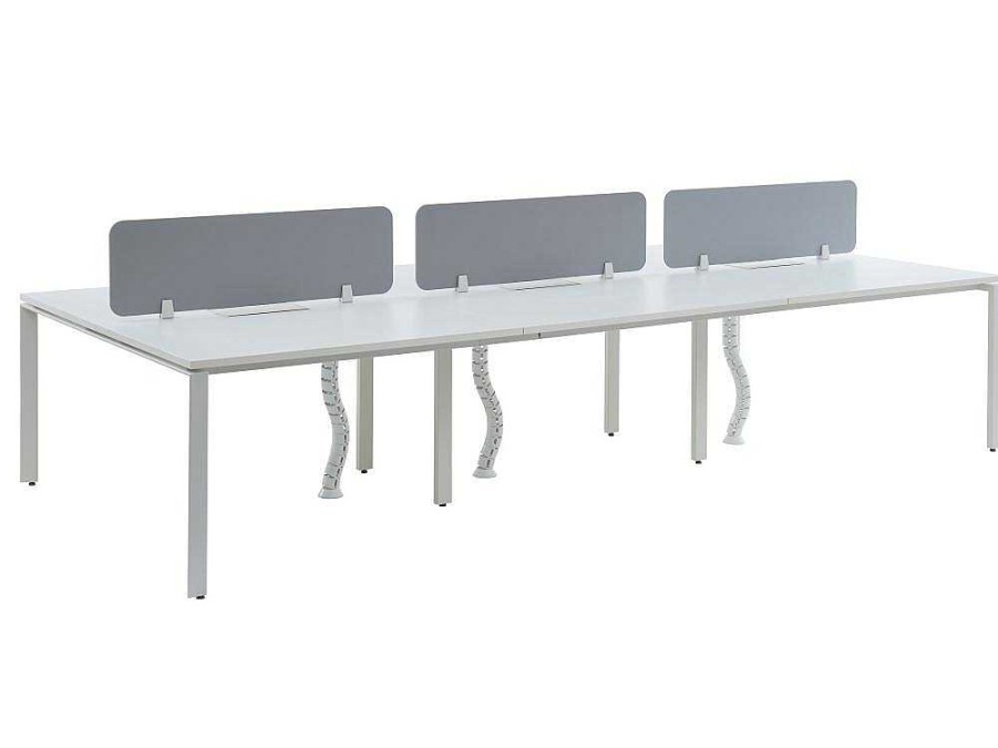 Mobiliario De Escritorio | Workēa Mesa De Escritorio 6 Pessoas Branco C120 Cm Com Separadores - Downtown