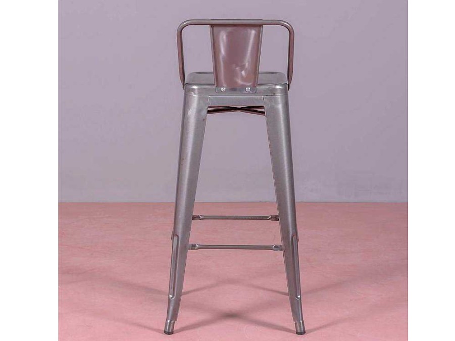 Bancos De Bar | Vente-unique Banqueta Industrial Em Aco Metalizado Com Encosto Baixo (76Cm) - Bistro - Metal