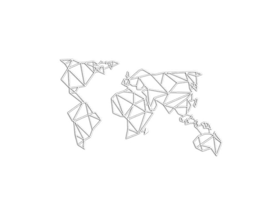 Placa De Parede Decorativa | EPIKASA Decoracao Metalica Mapa Do Mundo 19, Branco, 100X1,5X58 Cm, Epikasa