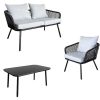Conjunto Relax De Jardim | Happy Garden Conjunto De Moveis De Corda Ouvea Cinzento Claro Para Jardim - 4 Lugares