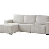 Sofa | Vente-unique Sofa De Canto Esquerdo Articulado Eletrico Veludo Canelado Cinzento-Claro - Amelio