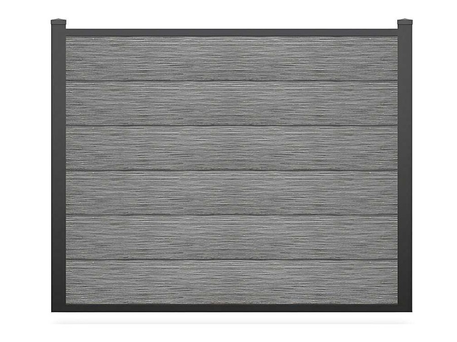 Canico E Cerca | EXPERTLAND Paineis De Vedacao Para Enterrar A156 Cm, Kit De 6 Laminas Em Composito + 2 Postes Cinzento-Claro - Enola