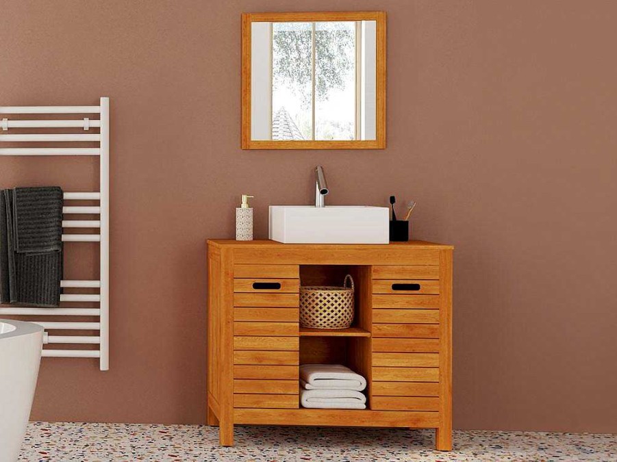 Movel Para Lavatorio | Vente-unique Movel Para Colocar Sob O Lavatorio Em Madeira De Acacia De 90 Cm - Pulukan