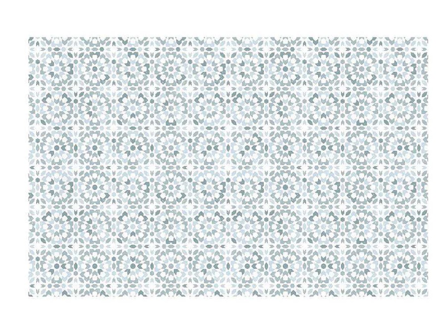 Tapete De Vinil | OZAIA Tapete Em Vinil Efeito Azulejo 120X180 Cm Azul E Branco - Princy