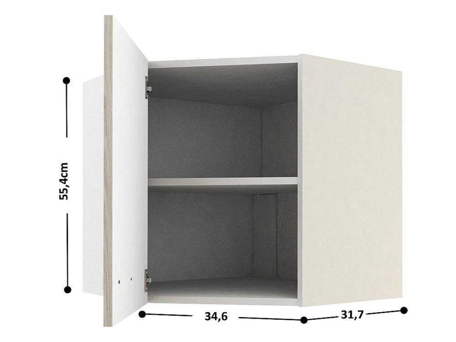 Movel De Cozinha | Vente-unique Cozinha Completa De Canto 11 Elementos De Arrumacao Natural E Branco - Trattoria