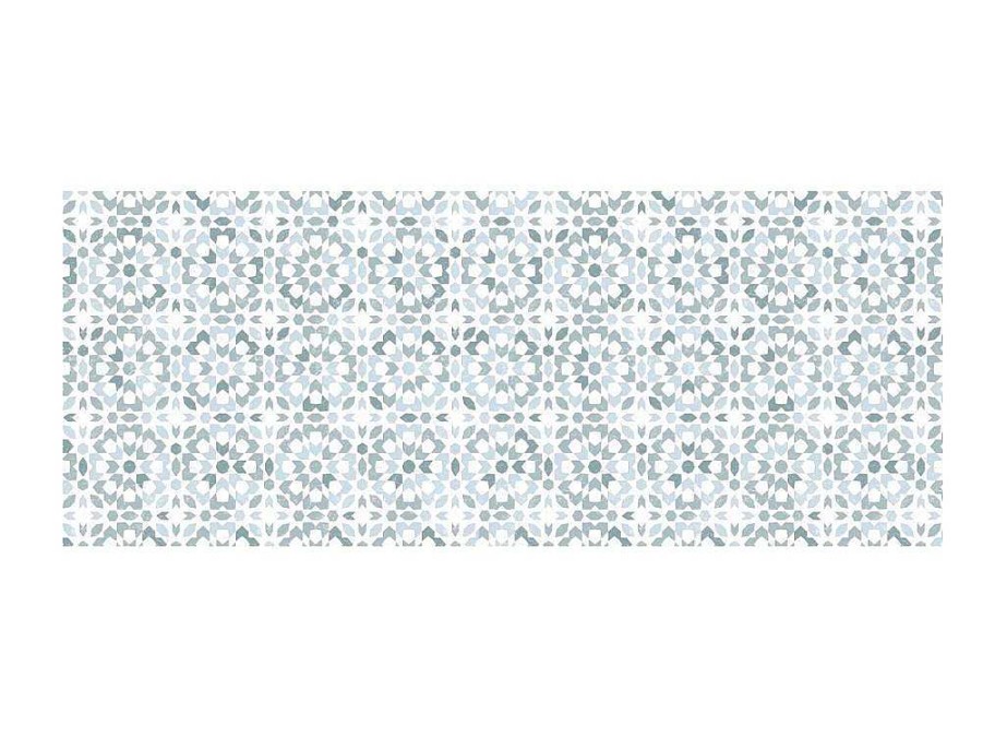 Tapetes De Corredor | OZAIA Tapete De Corredor Em Vinil Efeito Azulejo 66X160 Cm Azul E Branco - Princy