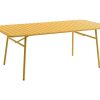 Conjunto Mesa E Cadeiras De Jardim | MYLIA Conjunto Sala De Jantar De Jardim Metal, Uma Mesa C160 Cm Com 2 Cadeiroes Empilhaveis E 4 Cadeiras Empilhaveis Amarelo Mostarda - Mirmande De Mylia