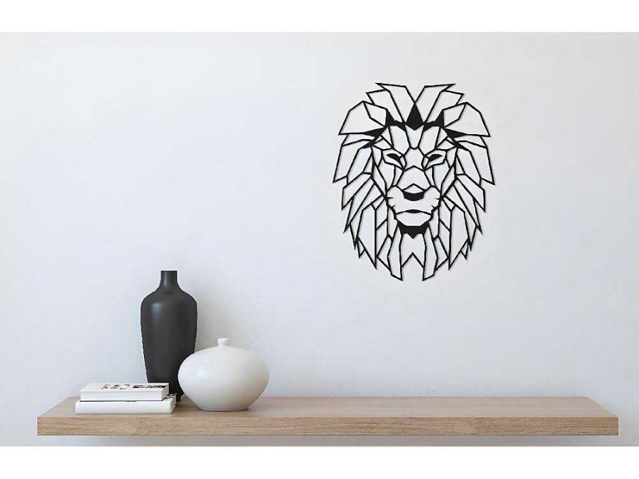 Placa De Parede Decorativa | EPIKASA Decoracao Metalica Leao 4, Preto, 40X1,5X50 Cm, Epikasa