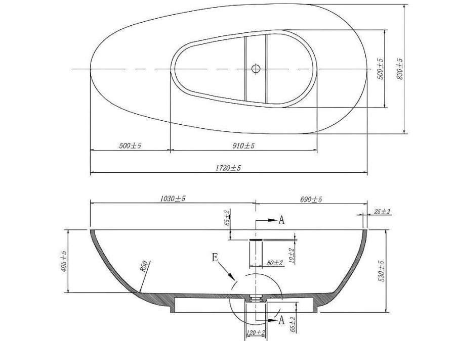 Banheira De Pousar | Shower & Design Banheira Classica Assimetrica Com Solid Surface De 268 L Dimensoes 172 X 83 X 53 Cm Cor Branca - Fenice