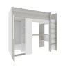 Cama Alta | Vente-unique Cama Alta 90X200 Cm Com Roupeiro E Secretaria, Cinza Natural E Branco - Nicolas