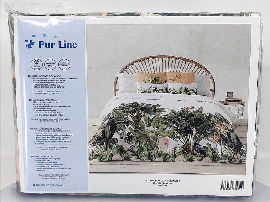 Roupa De Cama | Purline Housse De Couette 100% Coton 1 Piece Blanc A Motifs Jungle 155X240