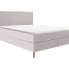 Cama De Adulto | Ysmée Conjunto Completo Boxspring Com Cabeceira + Sommier + Colchao + Sobrecolchao 180 X 200 Cm Veludo Canelado Bege - Nara De Ysmee