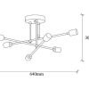 Luz De Teto | OZAIA Candeeiro De Teto Em Metal Com 3 Bracos De C. 64 Cm X A. 30 Cm Cor Preto - Flowera