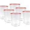 Louca E Utensilios De Cozinha | OZAIA Conjunto De 6 Copos De Agua Com Detalhe Em Laranja - 31,5 Cl - D. 8 X A. 9,5 Cm - Azuran