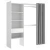 Armario E Roupeiro | Vente-unique Roupeiro Aberto De Canto Extensivel De C164/214 Cm Cor Branco E Cinza - Gontran