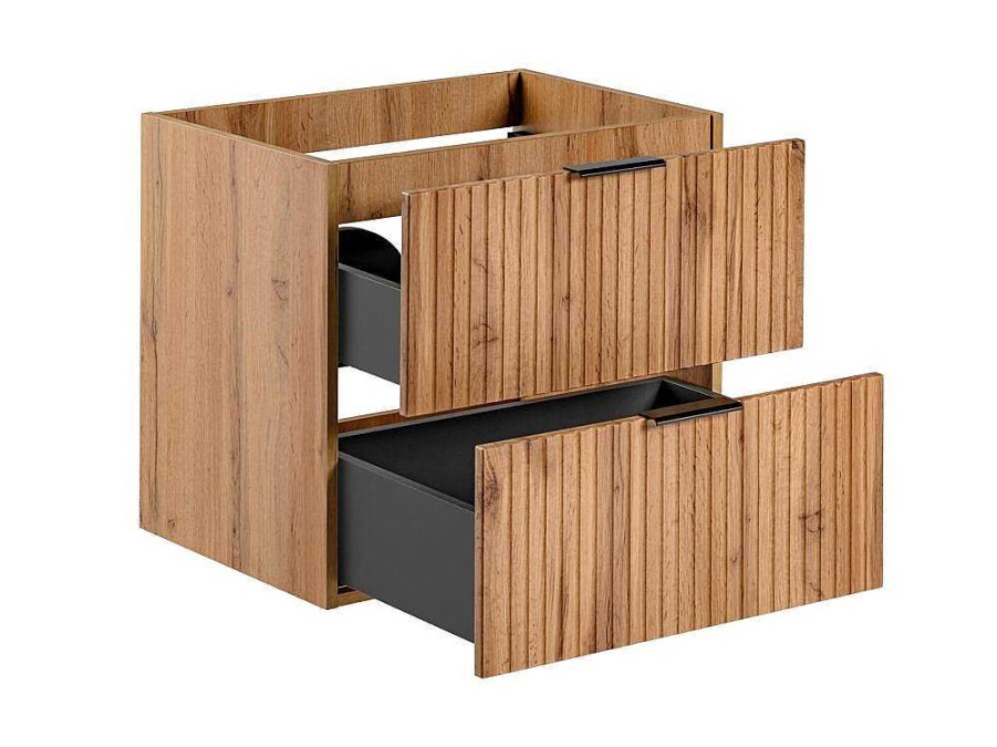 Movel Para Lavatorio | Vente-unique Movel Suspenso Estriado Para Lavatorio Natural Claro C60 Cm - Zevara