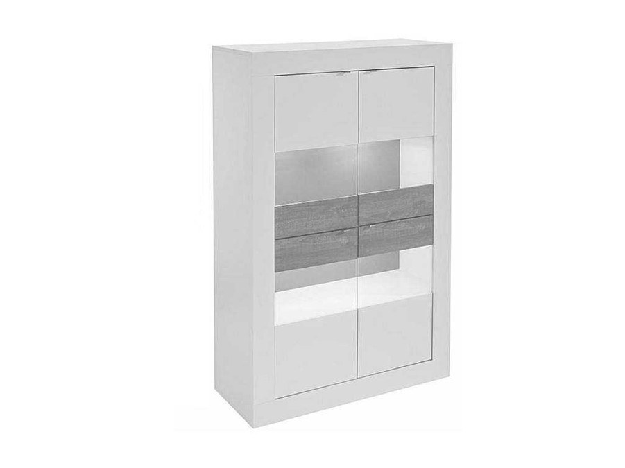 Biblioteca, Vitrina, Estante | Vente-unique Vitrina Com Leds E 4 Portas Disponivel Em Branco Lacado - Comete