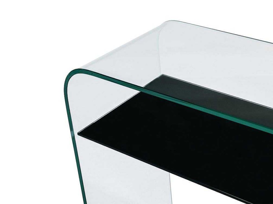 Consola | Vente-unique Consola Kelly - Vidro Temperado - Mesinha Preto Lacado