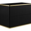 Promocoes Casa De Banho & Bem-Estar | Vente-unique Movel De Casa De Banho Para Colocar Sob O Lavatorio Estriado Rebordo Dourado, Cor Preta C80 Cm - Keliza