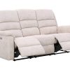 Sofa De Relaxamento Eletrico | Vente-unique Sofa De 3 Lugares Articulado Eletrico Em Tecido Bege Com Mesinha - Nevers