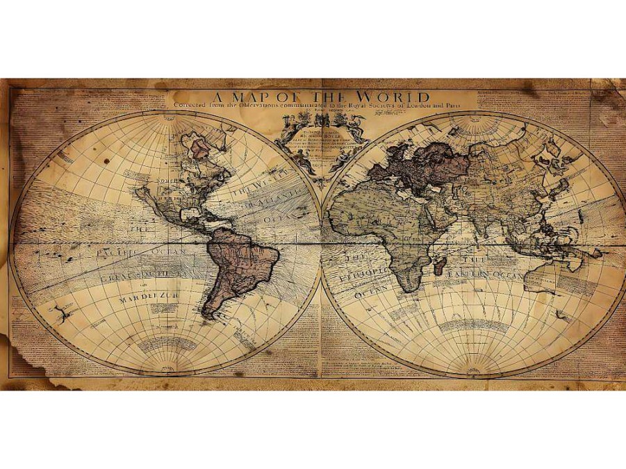 Placa De Parede Decorativa | EPIKASA Impressao Em Tela Mapa Do Mundo 1, Multicolorido, 120X4X60 Cm, Epikasa