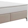 Cama Boxspring, Cama Continental | Ysmée Conjunto Completo Boxspring Com Cabeceira Estofada + Sommier + Colchao + Sobrecolchao 180 X 200 Cm Tecido Bege - Inao De Ysmee