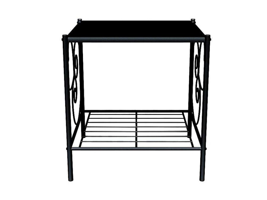 Movel Para Quarto De Criancas | Vente-unique Conjunto De 2 Mesas De Cabeceira Romanticas, 1 Prateleira, Metal Preto - Vivian