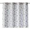 Textil De Casa | Purline Rideau 100% Coton 1 Piece Gris A Feuilles Vertes 140X260