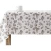 Texteis De Mesa | Purline Nappe Anti-Taches 100% Coton 1 Piece Blanc A Feuilles Grises 140X140