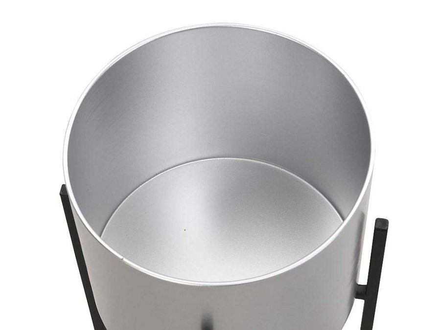 Objeto De Decoracao Interior | OZAIA Conjunto De 2 Vasos Decorativos Com Pe Em Metal D25Xa39 Cm E D23Xa35,5 Cm Prateado E Preto - Edmee