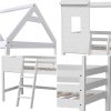 Cama De Crianca | Happy Garden Mezzanine Cama Para Criancas 190X90Cm Margot Branco