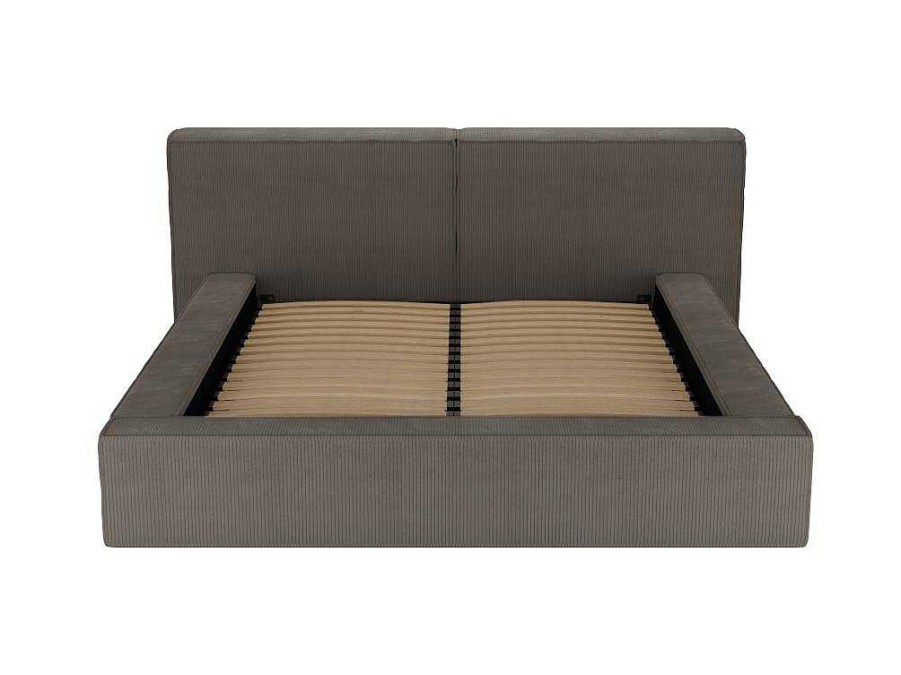 Cama Em Veludo | PASCAL MORABITO Cama Com Gaveta 180 X 200 Cm Veludo Canelado Taupe + Colchao - Timano