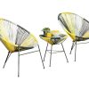 Conjunto Relax De Jardim | MYLIA Mobiliario De Jardim De Fibra De Resina Entrancada - Amarelo, Cinzento, Preto: 2 Cadeiras E Uma Mesa - Alios Ii