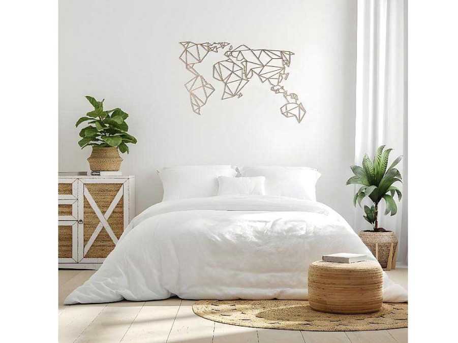 Placa De Parede Decorativa | EPIKASA Decoracao Metalica Mapa Do Mundo 17, Cobre, 100X1,5X58 Cm, Epikasa