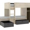 Beliche | Vente-unique Beliche Reversivel De 2 X 90 X 190 Cm Com Espacos De Arrumacao Integrados Cor Carvalho E Antracite + Colchao - Ricardo